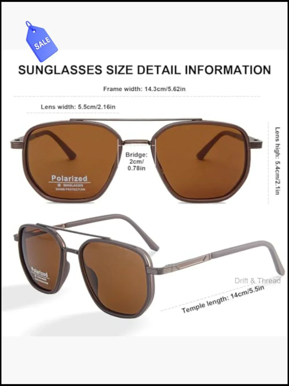 Vintage Polarized Sunglasses UV400 Protection Retro Square Shades Unisex